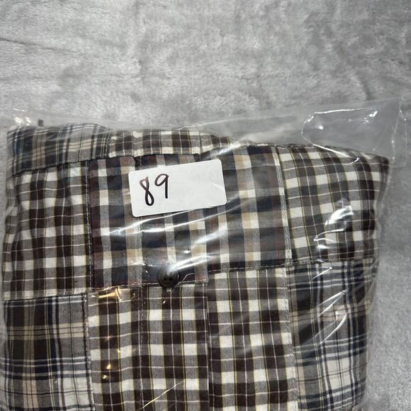 Chaps Shirt Mens 2XL XXL Button Up Brown Patchwork Quilt Long Sleeve Cotton - Picture 11 of 11